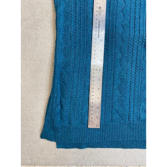 Talbots Women's Cable Knit V-Neck Sweater, Large, Teal Blue - Picture 8 of 9